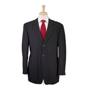 Istante Gianni Versace Mens Vintage Gray Striped Knit Wool 3-Btn Suit 42R